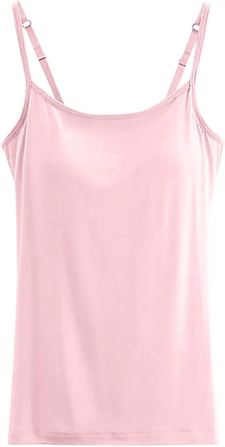 Tank Top with Built in Bra for Women Spaghetti Strap Quick Dry Plus Size Yoga Shirts Basic Layer Padded Bra Tank Top