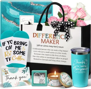 Thank You Gifts for Women, Administrative Professional Day Employee Appreciation Gifts for Coworkers Office Gift, Farewell Thank You Basket for Teacher Nurse Mom Boss w/Canvas Tote Bag