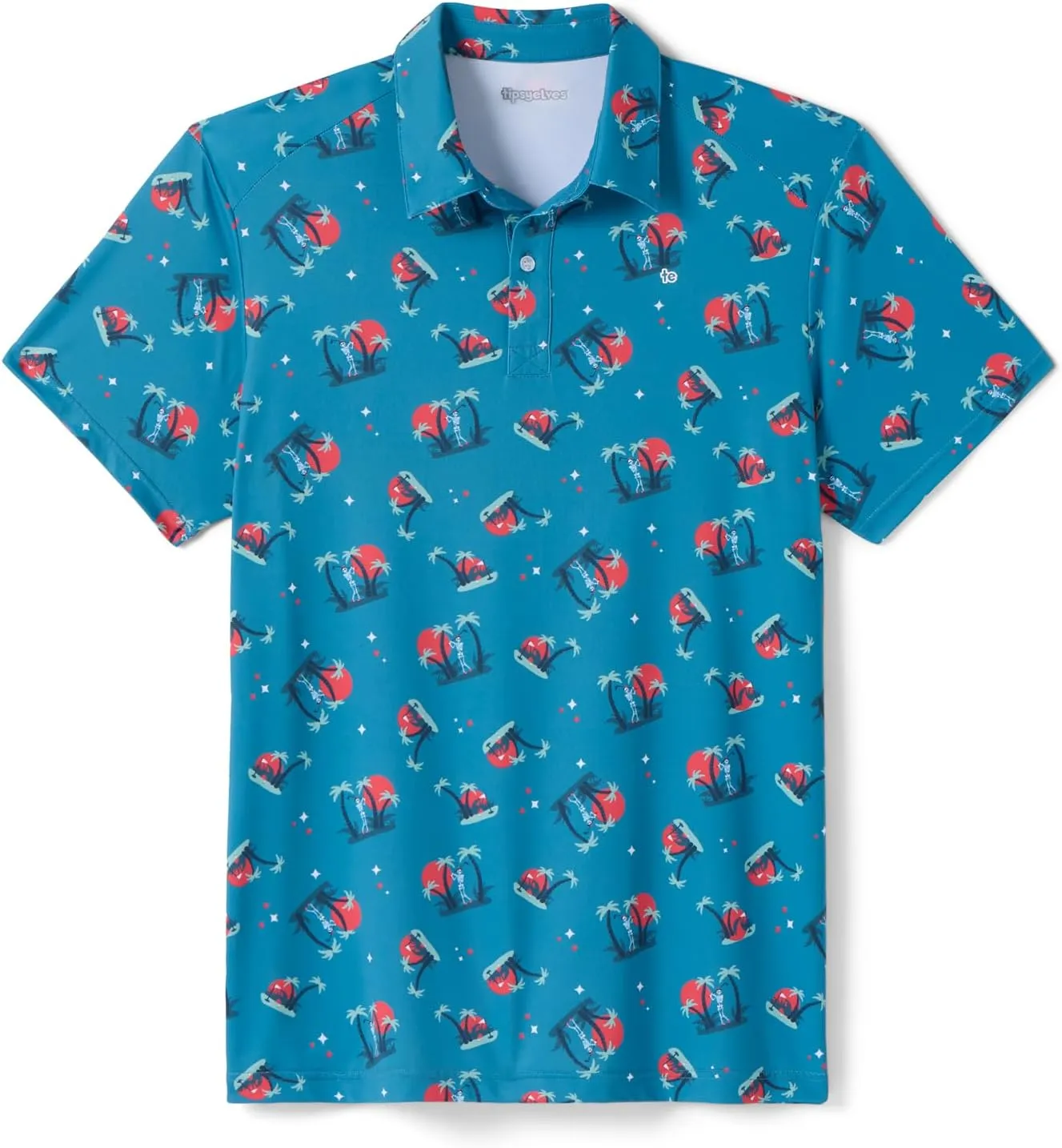 Tipsy Elves Men's Athletic Fit Golf Polo Shirt - Performance Golf Shirt for Men w/ 4-Way Stretch Moisture Wicking Fabric