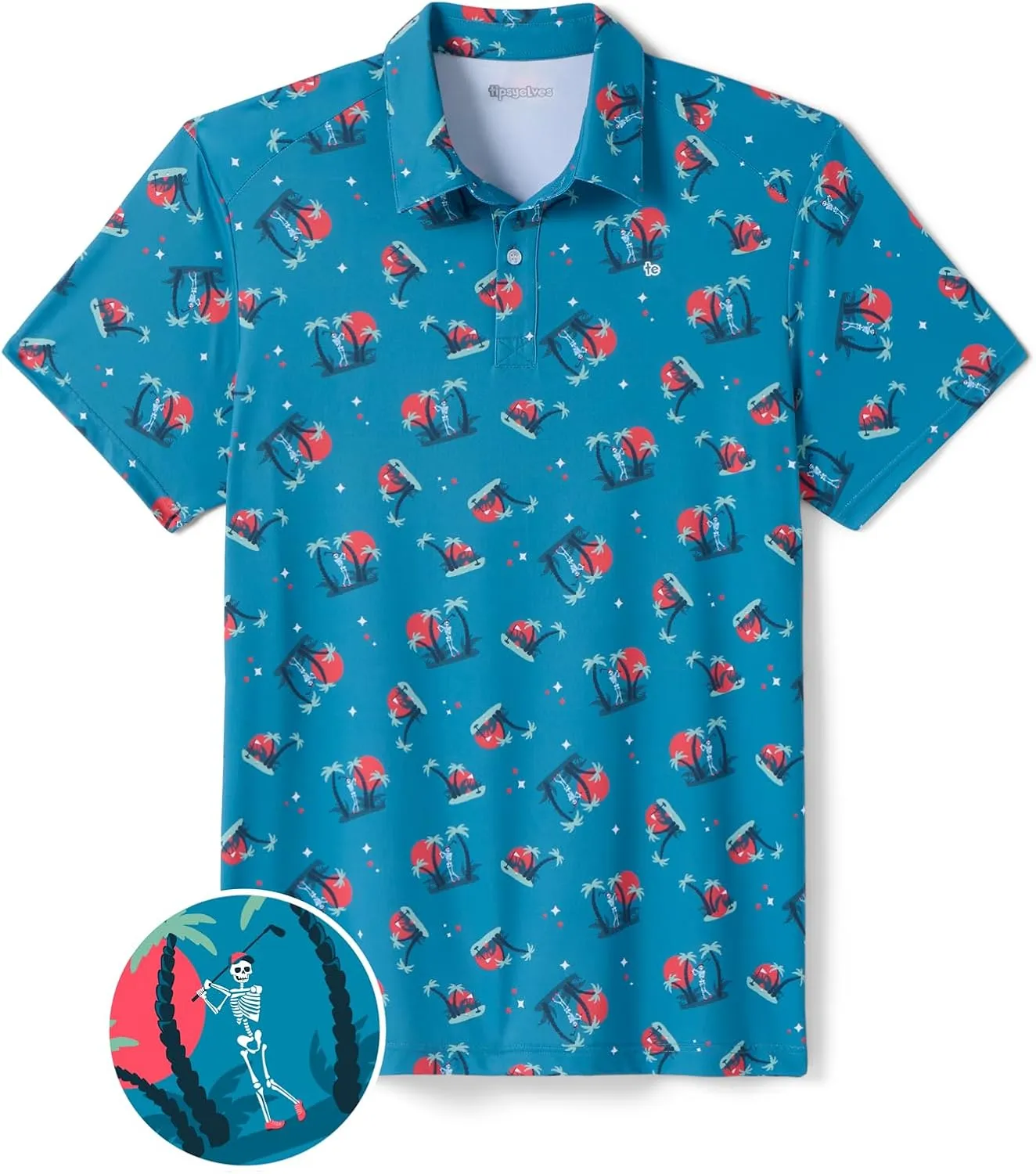 Tipsy Elves Men's Athletic Fit Golf Polo Shirt - Performance Golf Shirt for Men w/ 4-Way Stretch Moisture Wicking Fabric