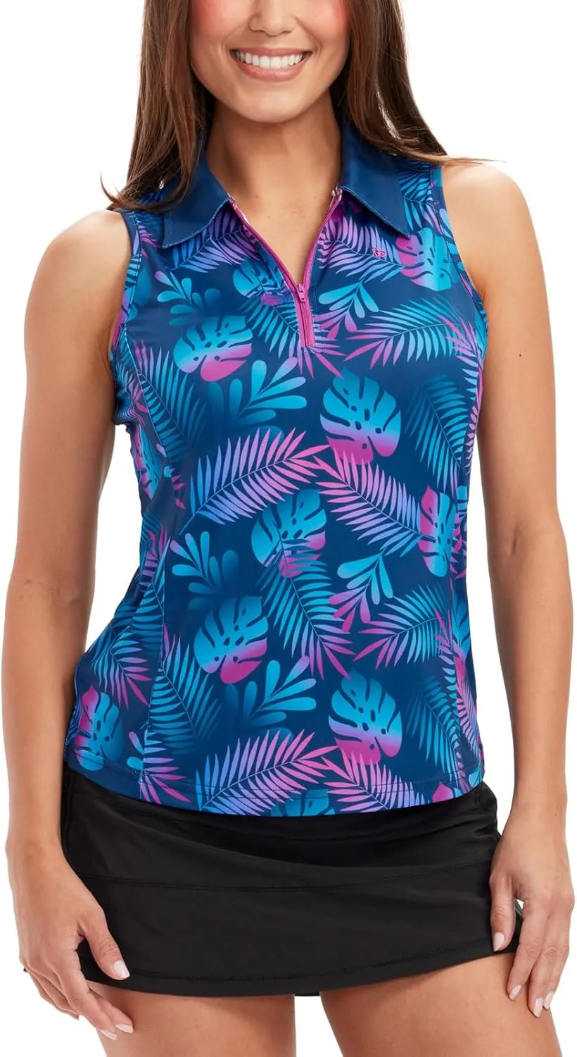 Tipsy Elves Quick Dry Women's Golf Shirt Sleeveless 1/4 Zip Tennis Shirts for Women Tank Top Polo Pickleball Outfits