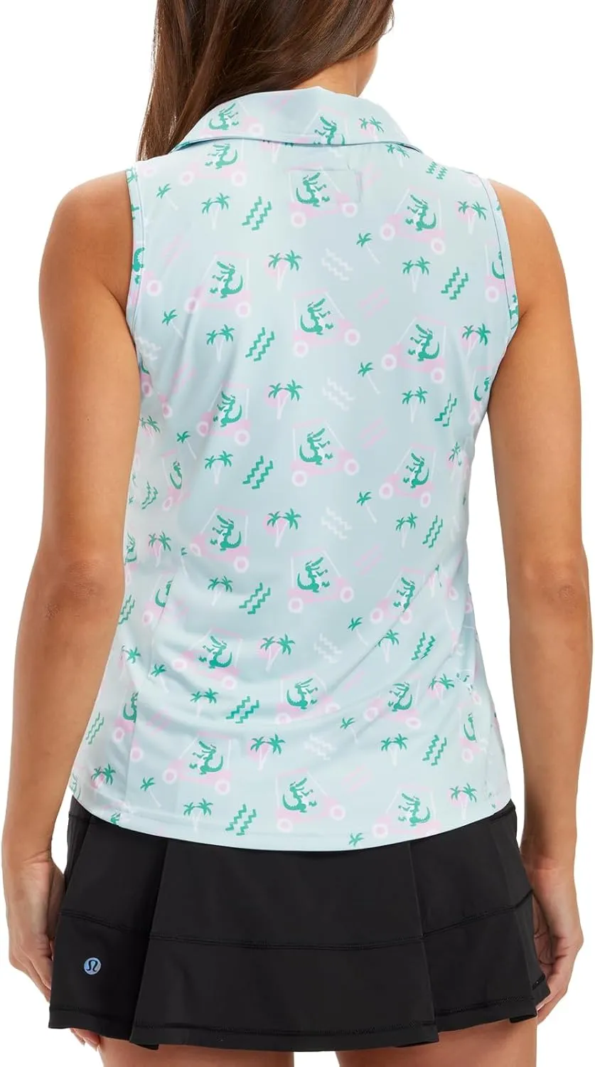 Tipsy Elves Quick Dry Women's Golf Shirt Sleeveless 1/4 Zip Tennis Shirts for Women Tank Top Polo Pickleball Outfits
