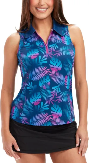 Tipsy Elves Quick Dry Women's Golf Shirt Sleeveless 1/4 Zip Tennis Shirts for Women Tank Top Polo Pickleball Outfits