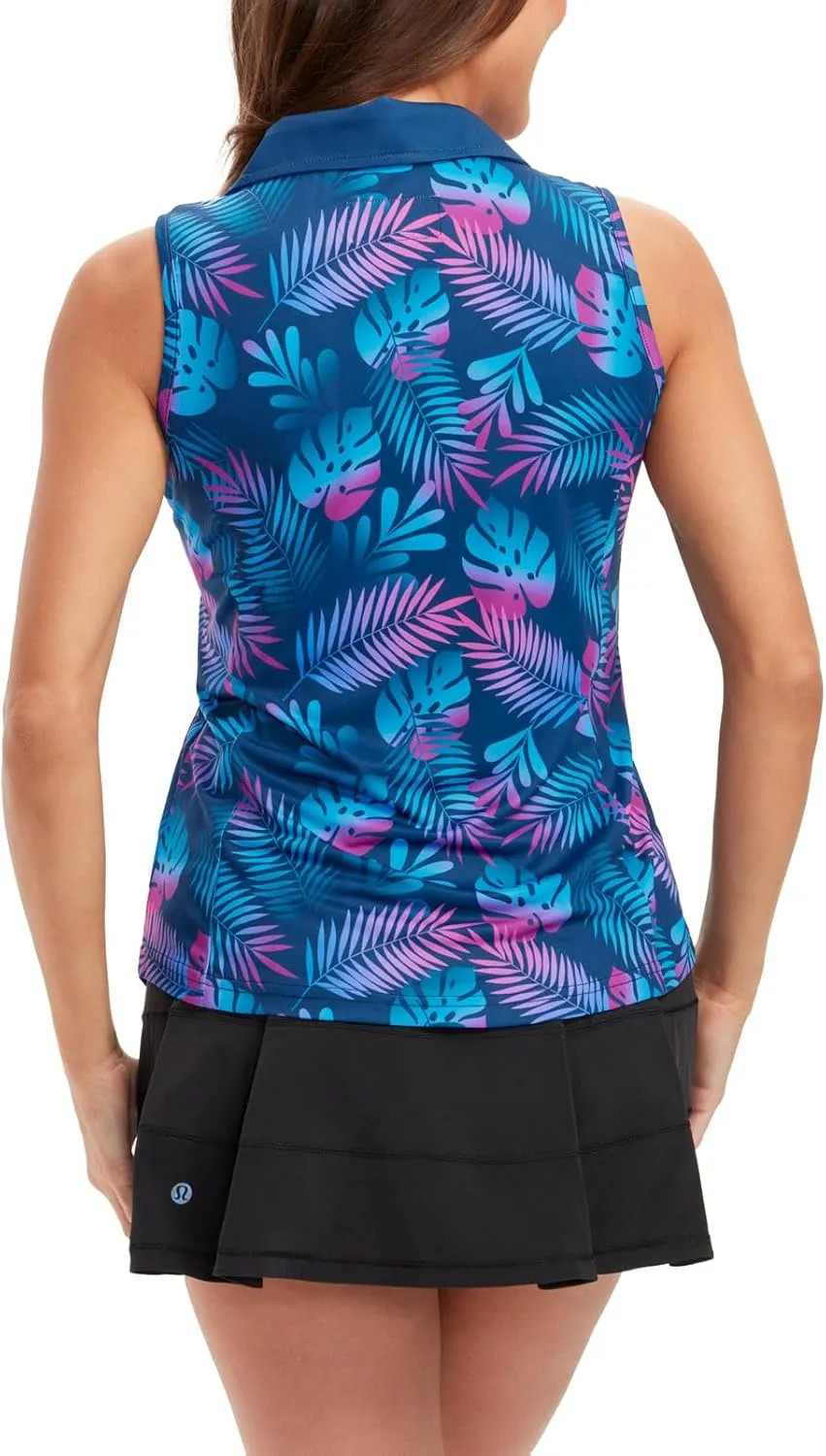 Tipsy Elves Quick Dry Women's Golf Shirt Sleeveless 1/4 Zip Tennis Shirts for Women Tank Top Polo Pickleball Outfits
