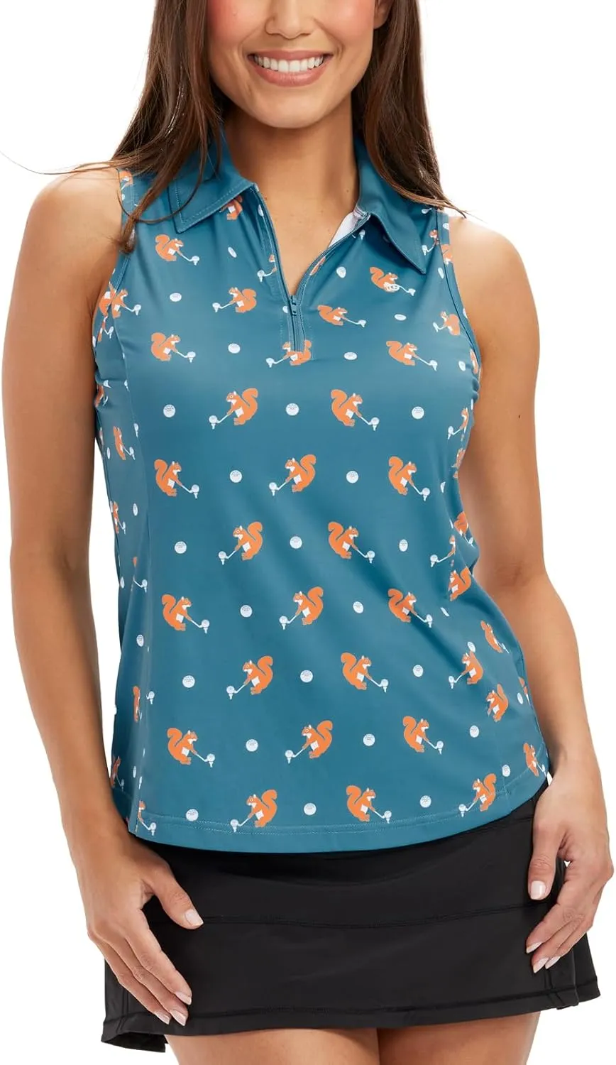 Tipsy Elves Quick Dry Women's Golf Shirt Sleeveless 1/4 Zip Tennis Shirts for Women Tank Top Polo Pickleball Outfits