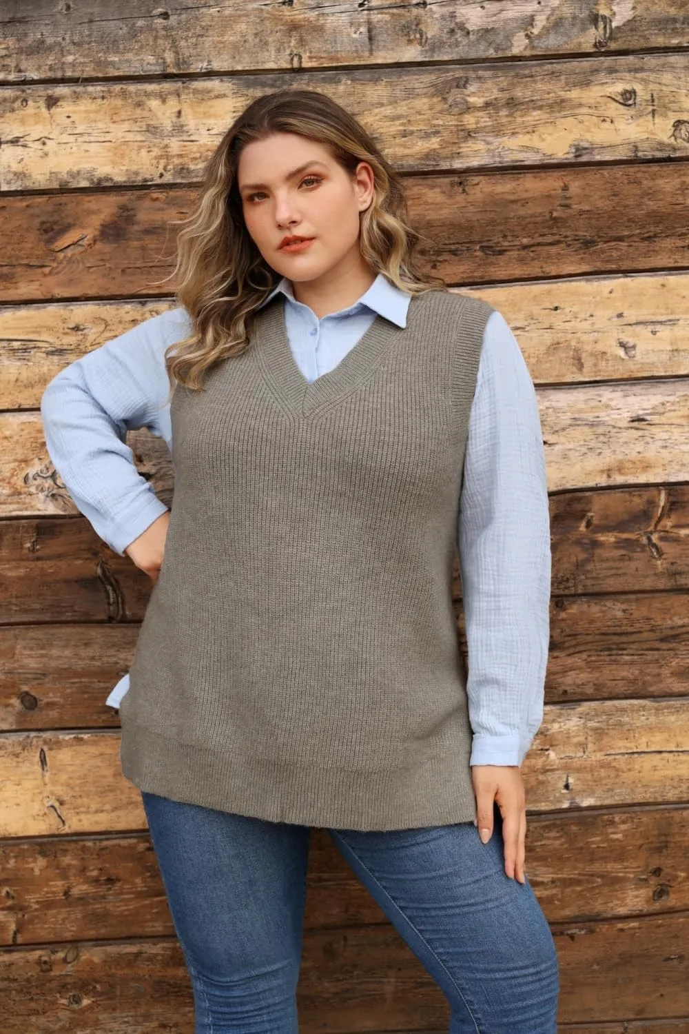 TIYOMI Plus Size Sweater Sleeveless Tops for Women Knitted Tank Tops XL-5XL