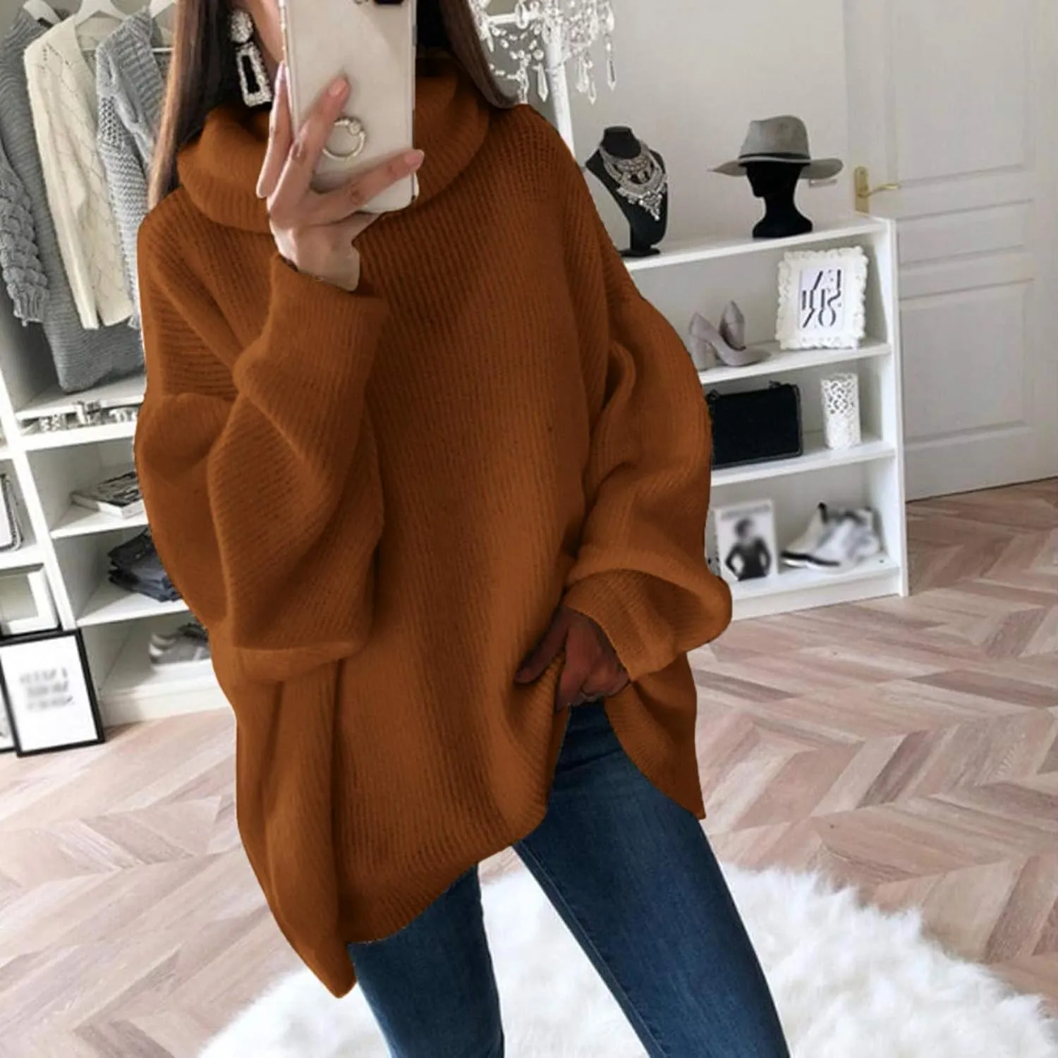 Turtle Neck Tops for Women Long Sleeve Fitted Sweater Plus Size Ribbed Sweater Winter Thermal Tops Fall Fashion Tops