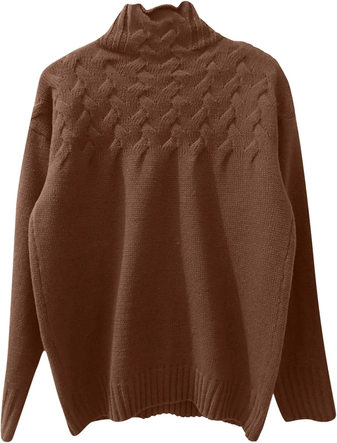 Turtleneck Pullover Tops Oversized Long Sleeve Knitted Pullover Fall Winter Trendy Basic Jumper Tops Crop Sweaters