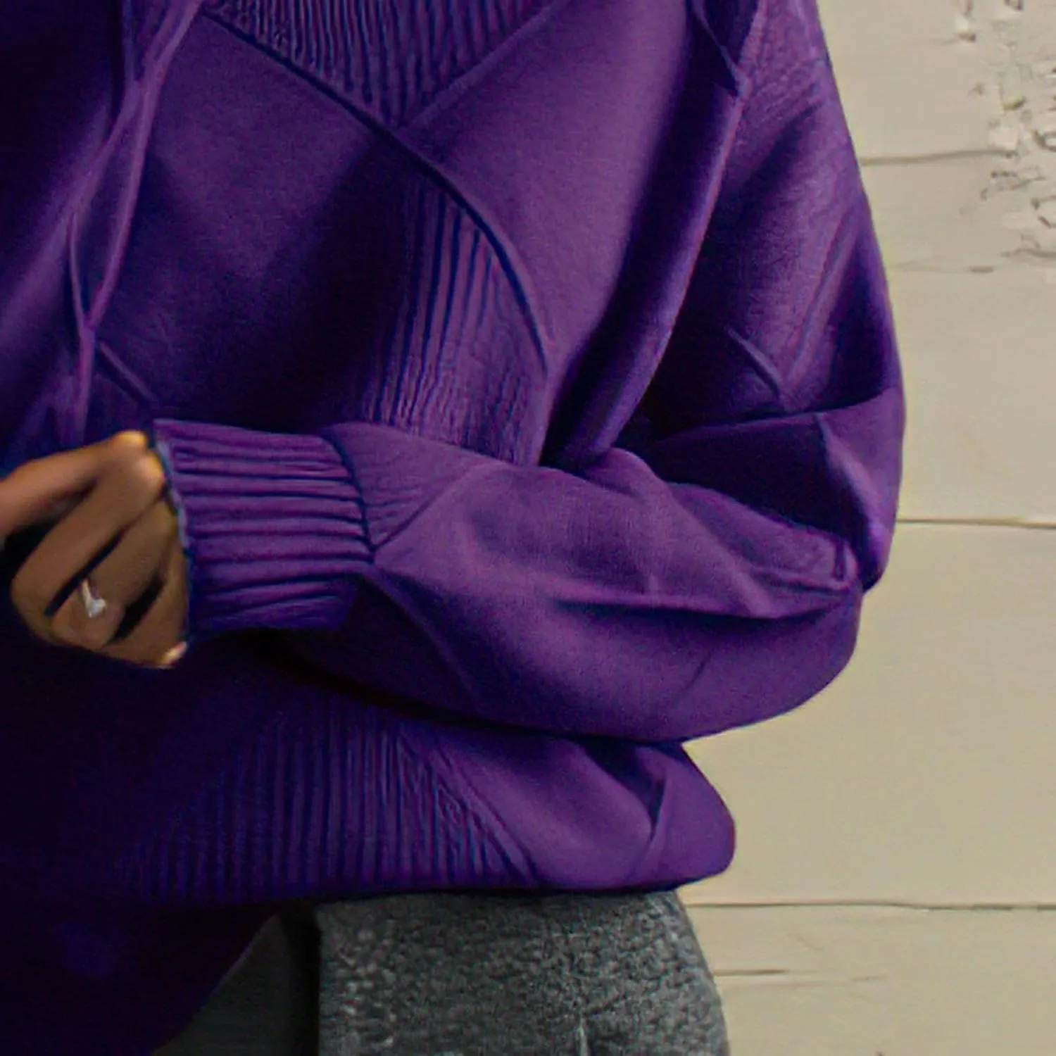 Turtleneck Sweater Women Long Sleeve Cable Knit Sweater Tops Fall Fashion Solid Color Oversized Pullover Tops