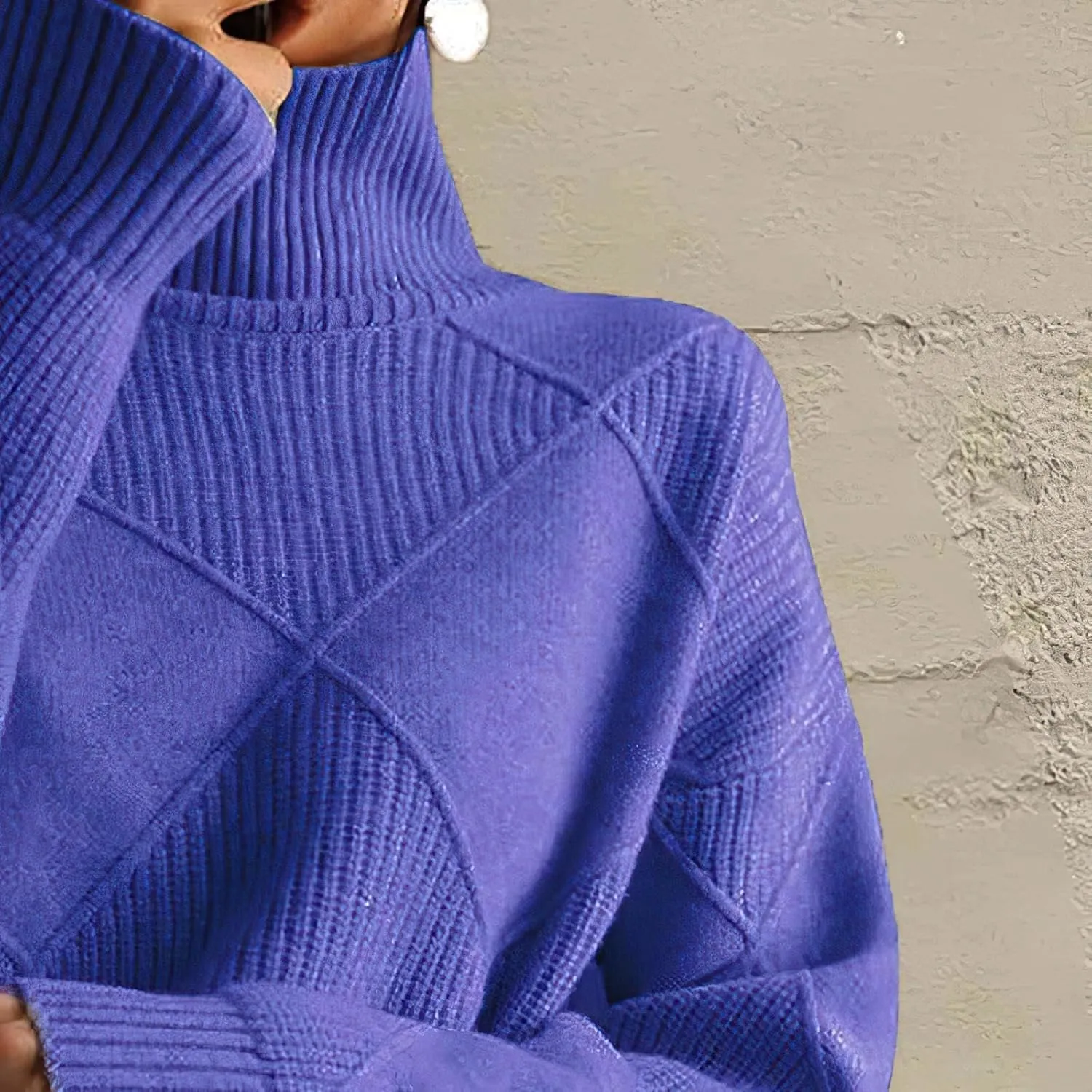Turtleneck Sweater Women Long Sleeve Cable Knit Sweater Tops Fall Fashion Solid Color Oversized Pullover Tops