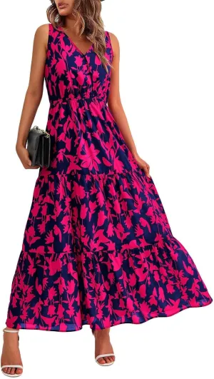 Vacation Dresses for Women Summer Maxi Dresses Sleeveless A Line Dresses Dressy Beach Dresses 2025 Vacation Long Dress