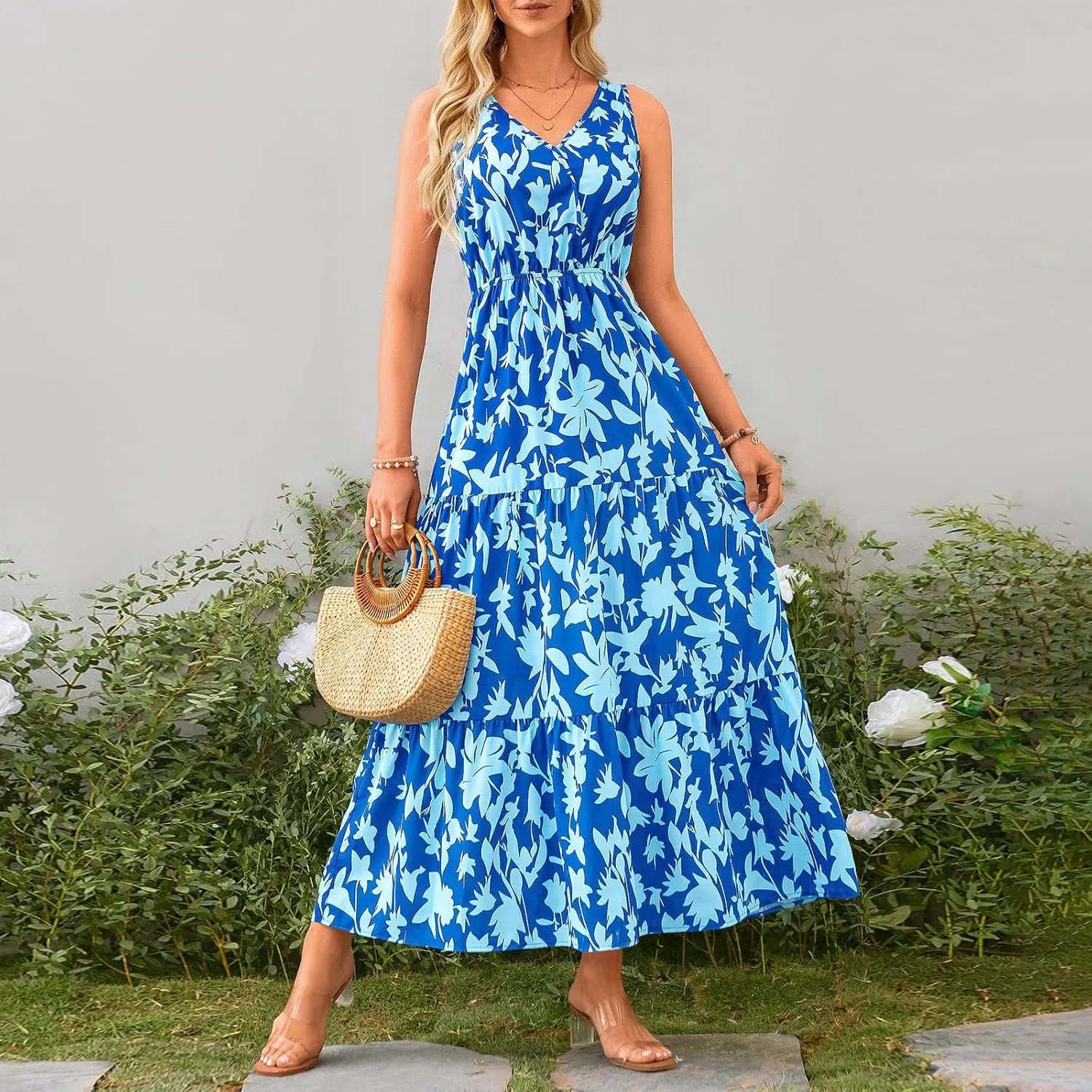 Vacation Dresses for Women Summer Maxi Dresses Sleeveless A Line Dresses Dressy Beach Dresses 2025 Vacation Long Dress