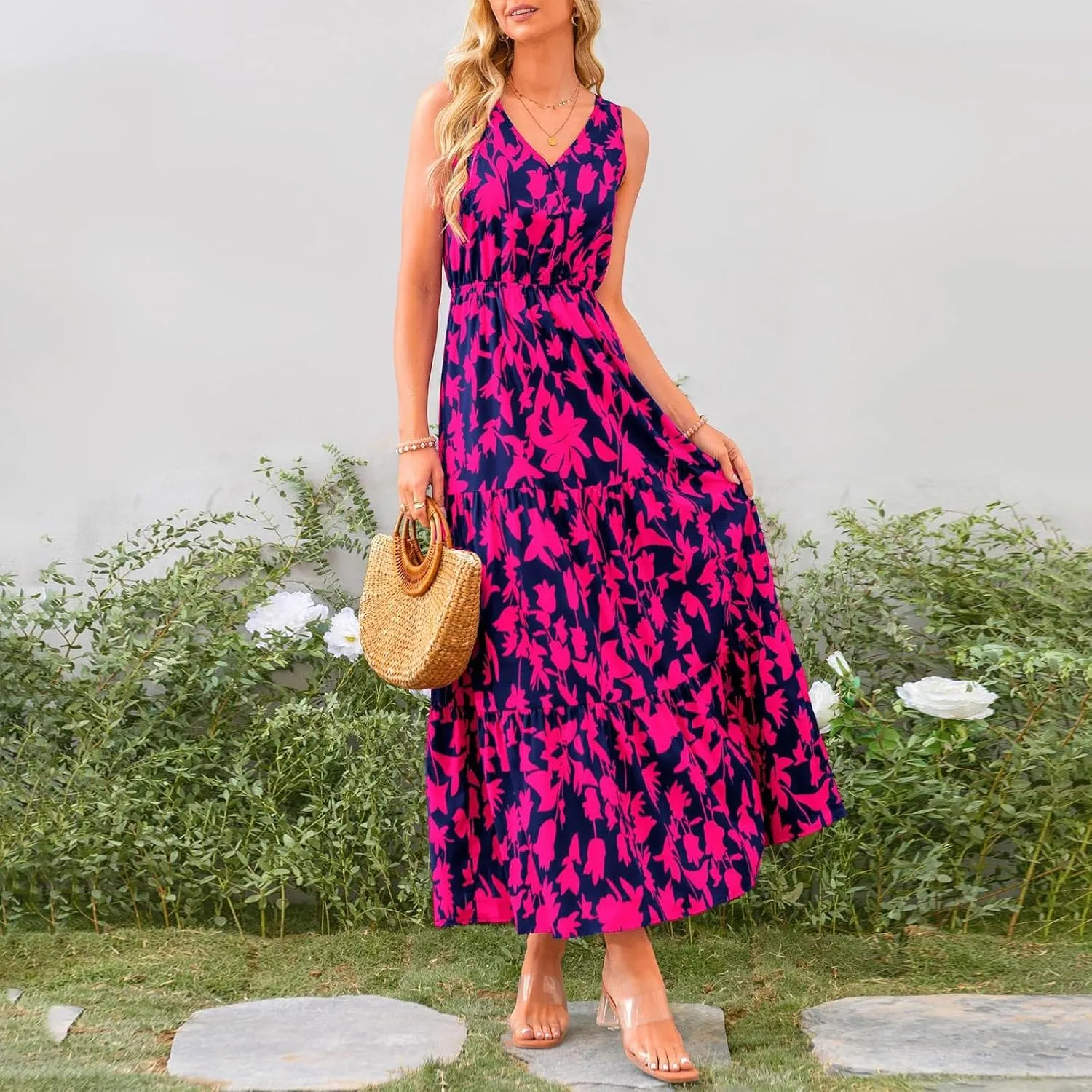 Vacation Dresses for Women Summer Maxi Dresses Sleeveless A Line Dresses Dressy Beach Dresses 2025 Vacation Long Dress