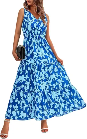 Vacation Dresses for Women Summer Maxi Dresses Sleeveless A Line Dresses Dressy Beach Dresses 2025 Vacation Long Dress