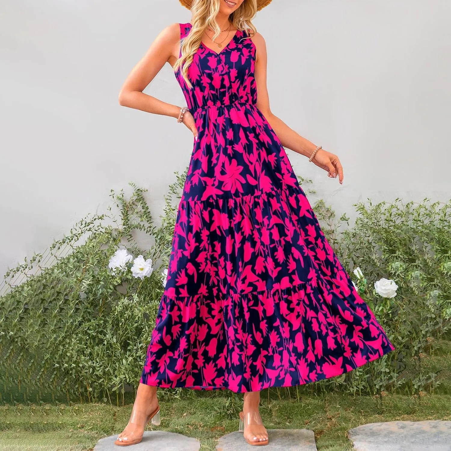 Vacation Dresses for Women Summer Maxi Dresses Sleeveless A Line Dresses Dressy Beach Dresses 2025 Vacation Long Dress