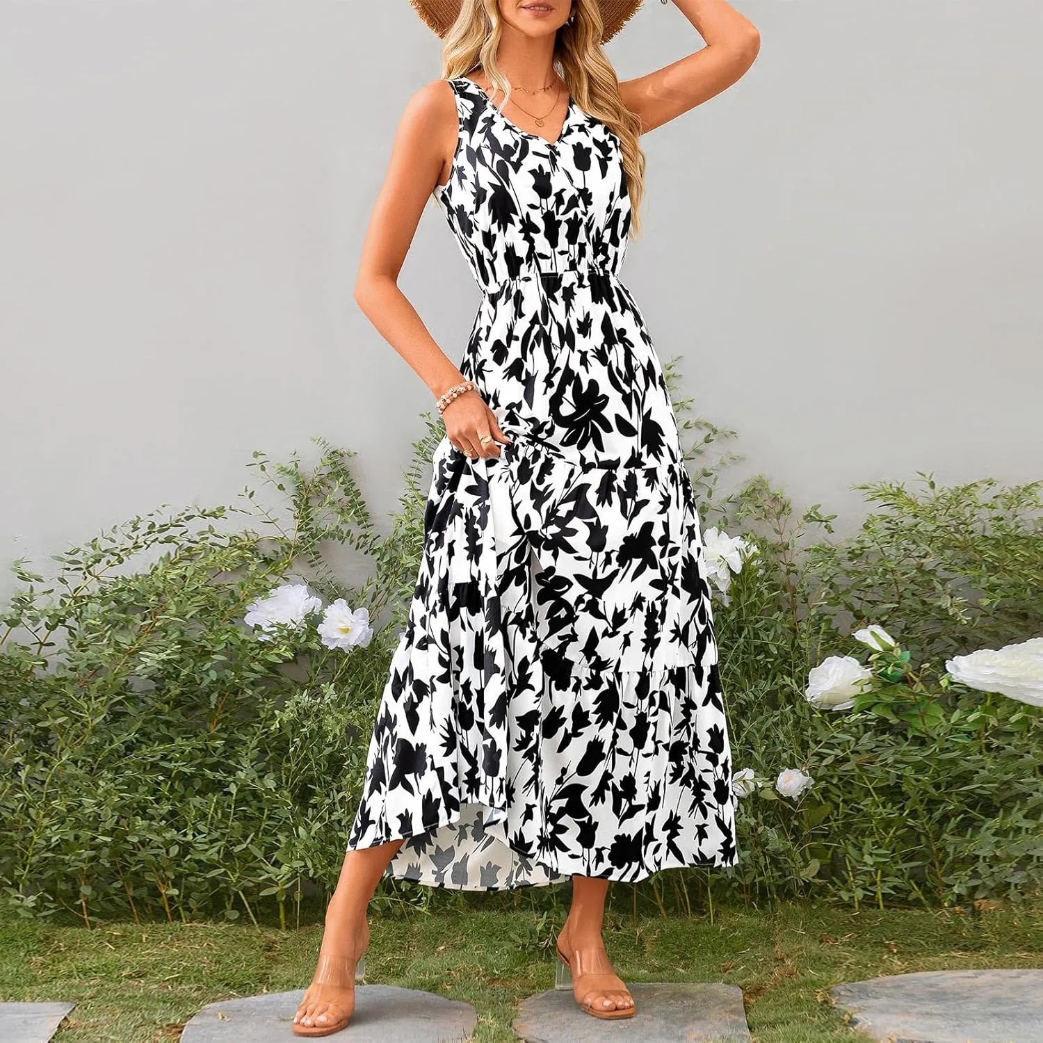 Vacation Dresses for Women Summer Maxi Dresses Sleeveless A Line Dresses Dressy Beach Dresses 2025 Vacation Long Dress