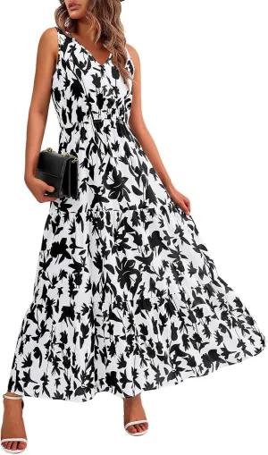 Vacation Dresses for Women Summer Maxi Dresses Sleeveless A Line Dresses Dressy Beach Dresses 2025 Vacation Long Dress