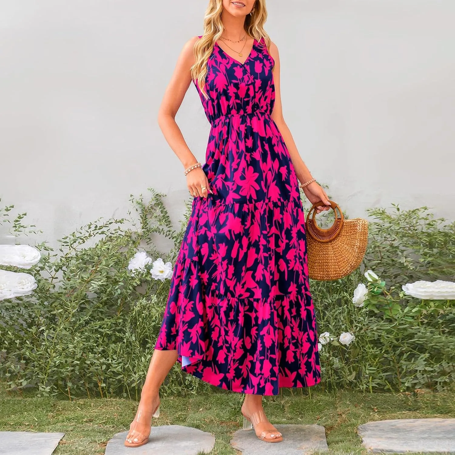 Vacation Dresses for Women Summer Maxi Dresses Sleeveless A Line Dresses Dressy Beach Dresses 2025 Vacation Long Dress