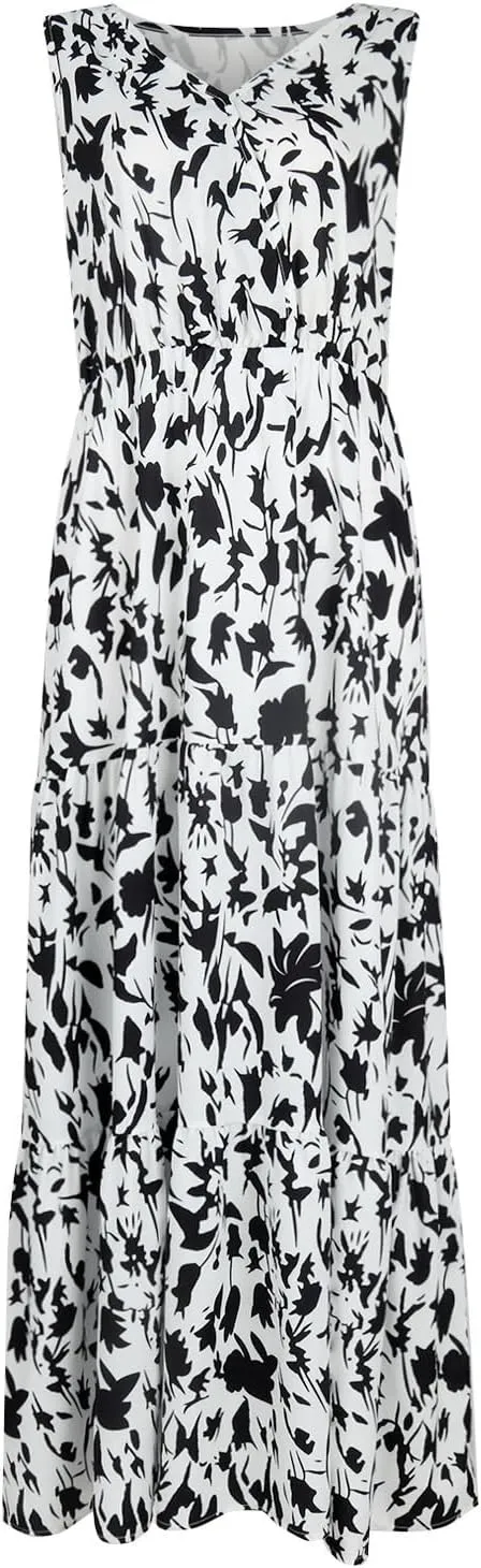 Vacation Dresses for Women Summer Maxi Dresses Sleeveless A Line Dresses Dressy Beach Dresses 2025 Vacation Long Dress