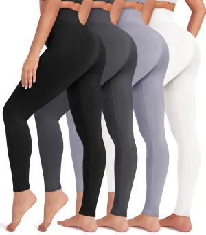 VALANDY Creamlush 4 Pack Leggings for Women-High Waisted Ultra Soft Stretchy Yoga Lounge Pants
