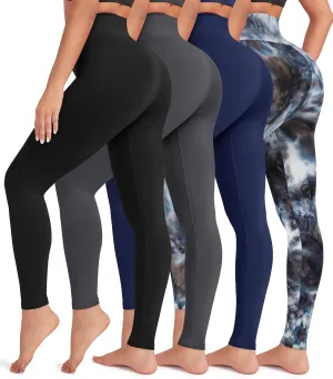 VALANDY Creamlush 4 Pack Leggings for Women-High Waisted Ultra Soft Stretchy Yoga Lounge Pants