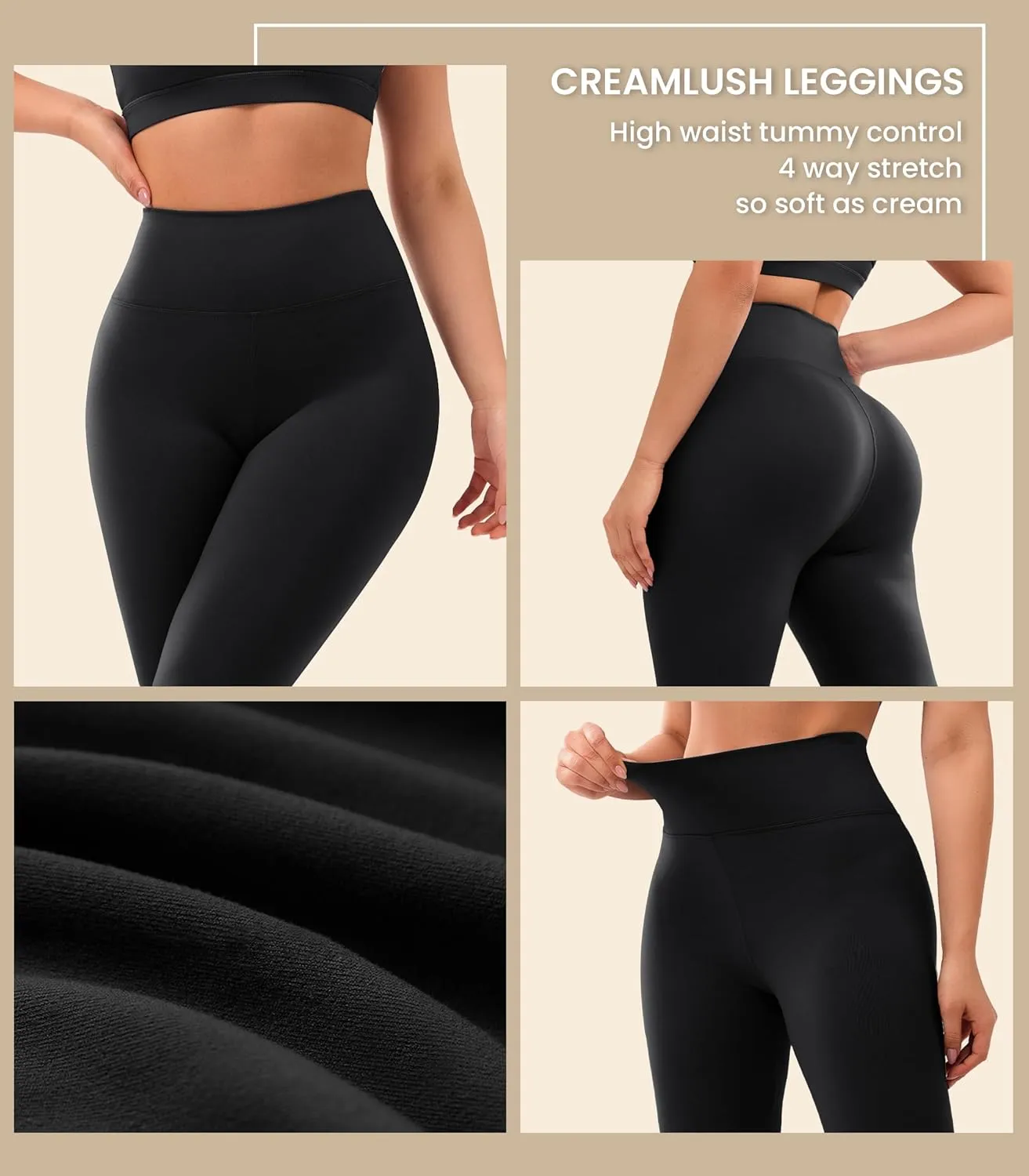 VALANDY Creamlush 4 Pack Leggings for Women-High Waisted Ultra Soft Stretchy Yoga Lounge Pants