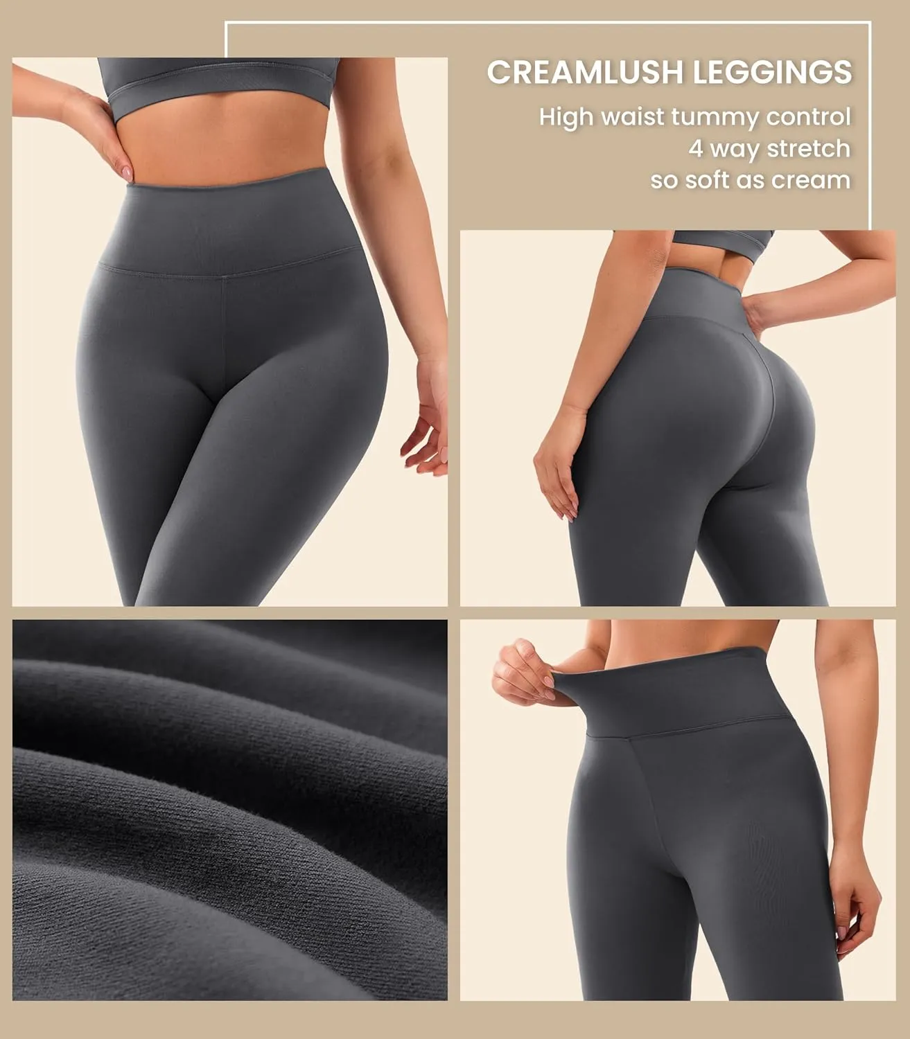 VALANDY Creamlush 4 Pack Leggings for Women-High Waisted Ultra Soft Stretchy Yoga Lounge Pants