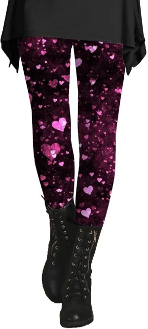 Valentines Light Leggings for Women Valentine Leggings with Pockets for Women 2025 Soft Heart Leggings