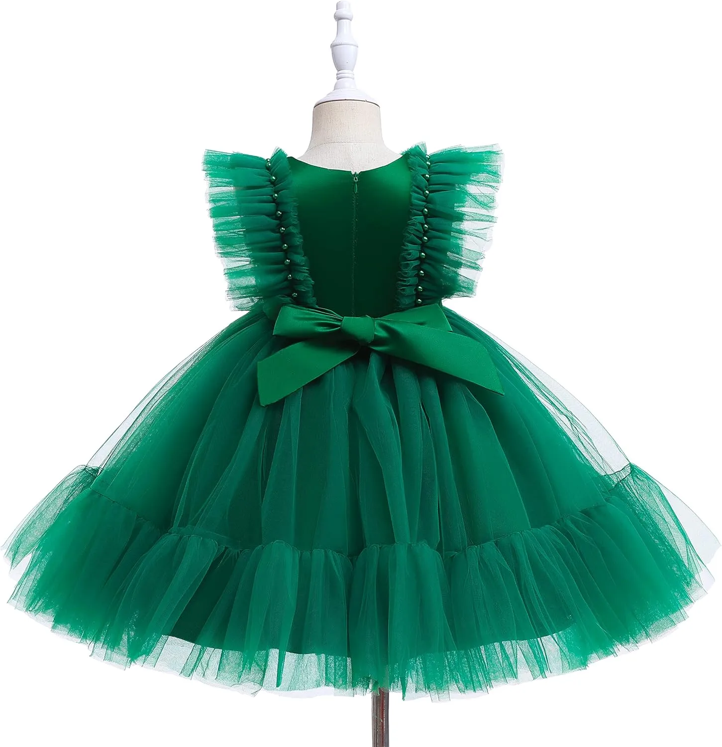 Weileenice Flower Girl Dress Ruffle Tulle Beads Toddler Wedding Pageant Ceremony Birthday Party Evening Tutu Dresses