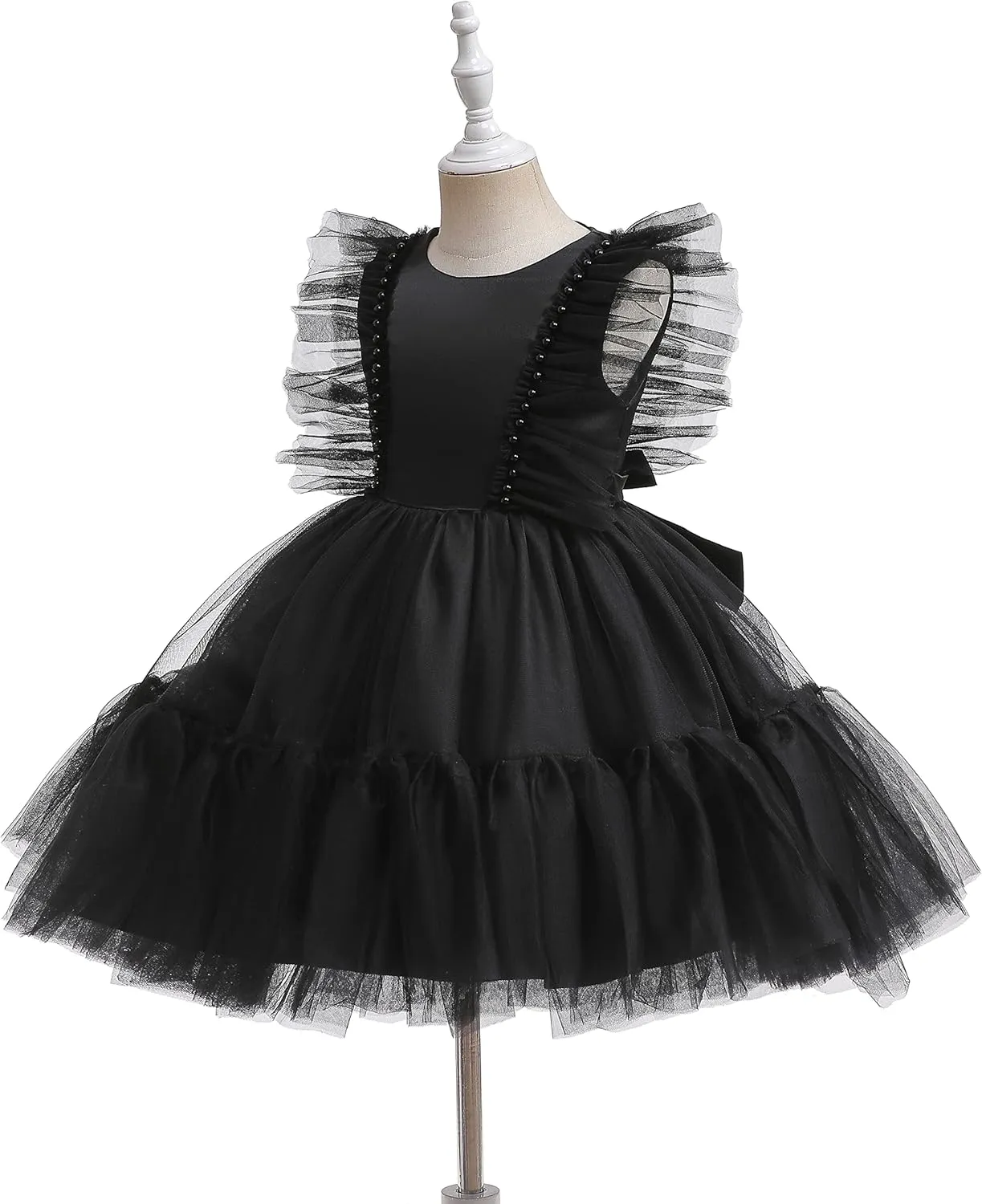 Weileenice Flower Girl Dress Ruffle Tulle Beads Toddler Wedding Pageant Ceremony Birthday Party Evening Tutu Dresses