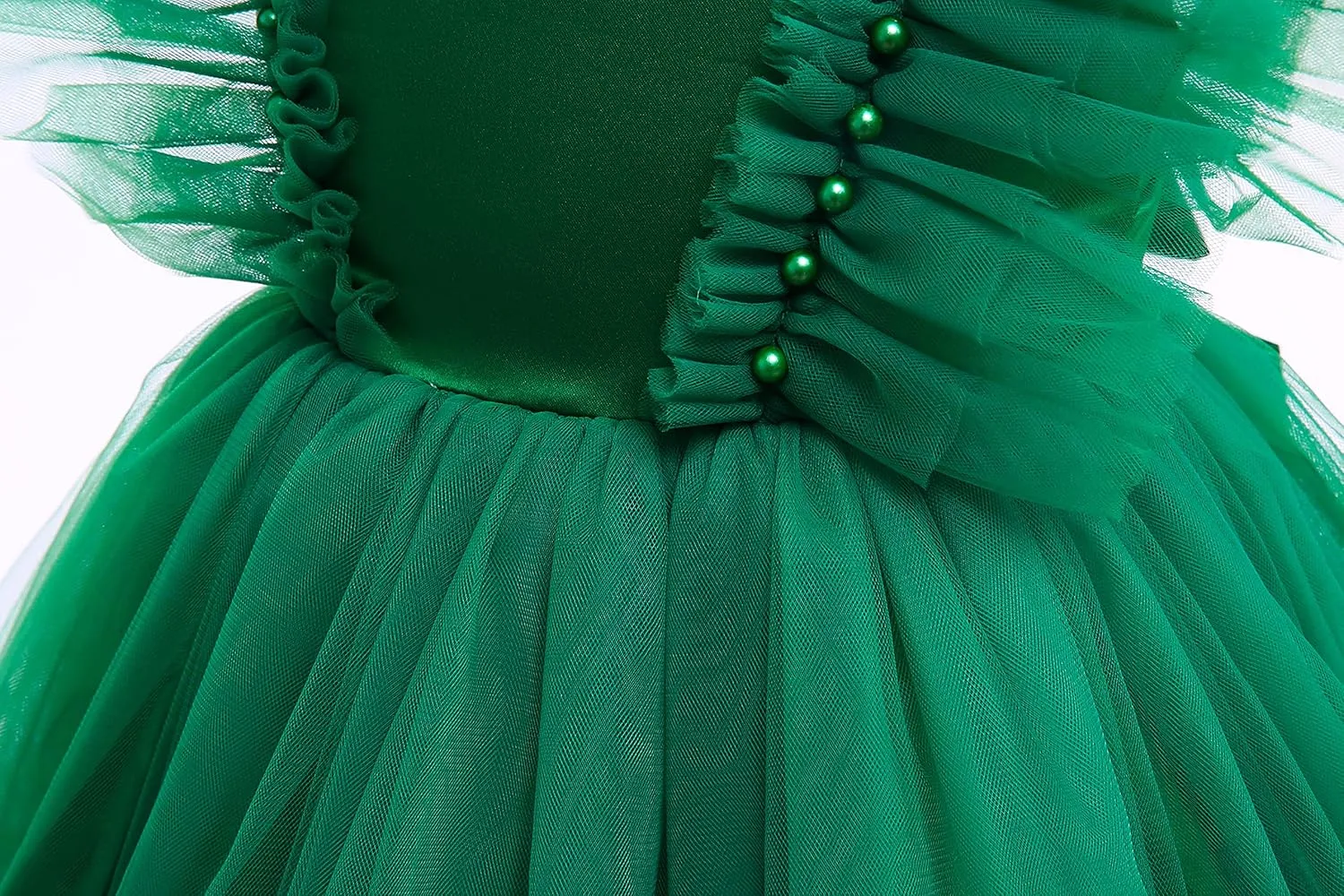 Weileenice Flower Girl Dress Ruffle Tulle Beads Toddler Wedding Pageant Ceremony Birthday Party Evening Tutu Dresses