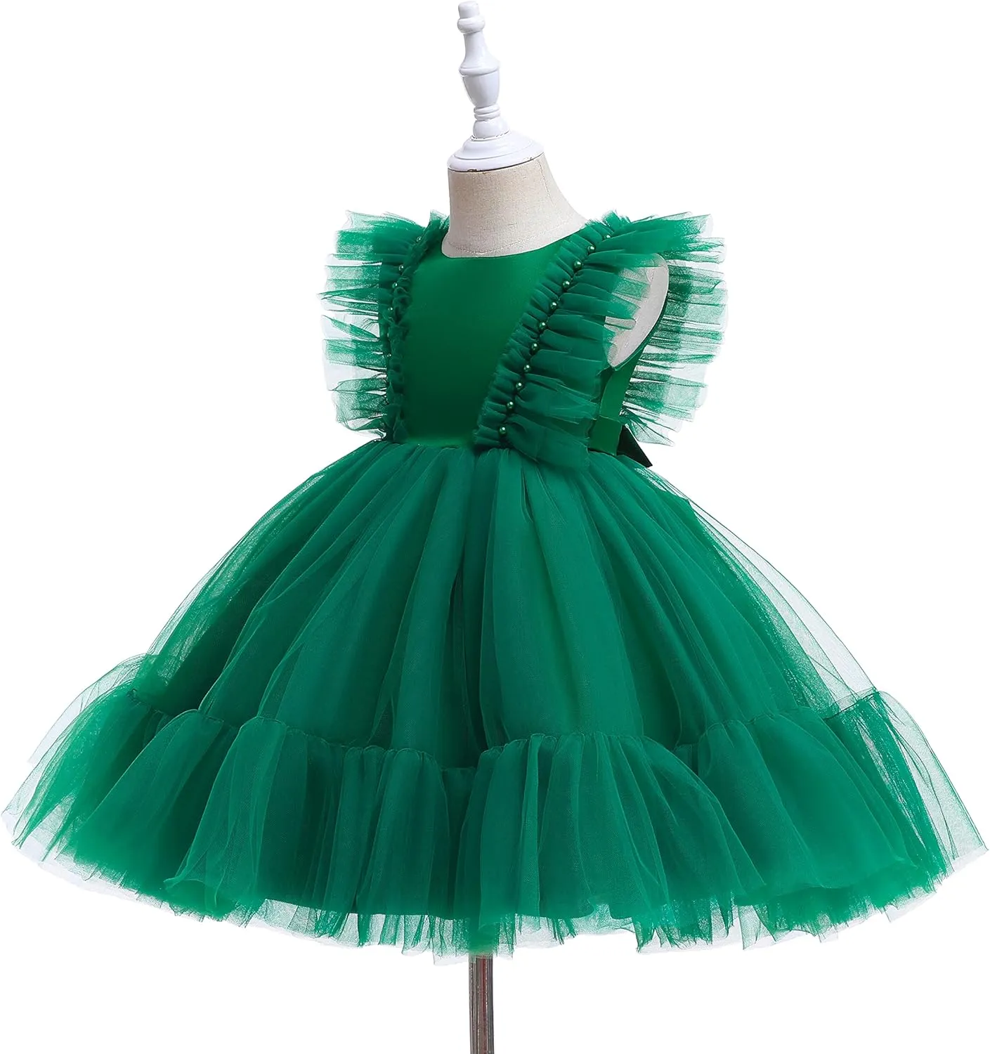 Weileenice Flower Girl Dress Ruffle Tulle Beads Toddler Wedding Pageant Ceremony Birthday Party Evening Tutu Dresses