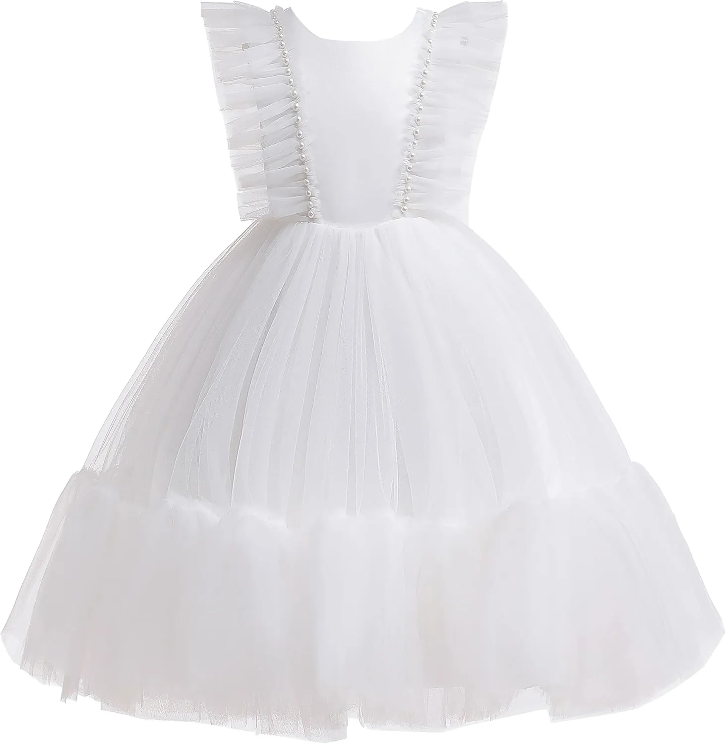 Weileenice Flower Girl Dress Ruffle Tulle Beads Toddler Wedding Pageant Ceremony Birthday Party Evening Tutu Dresses