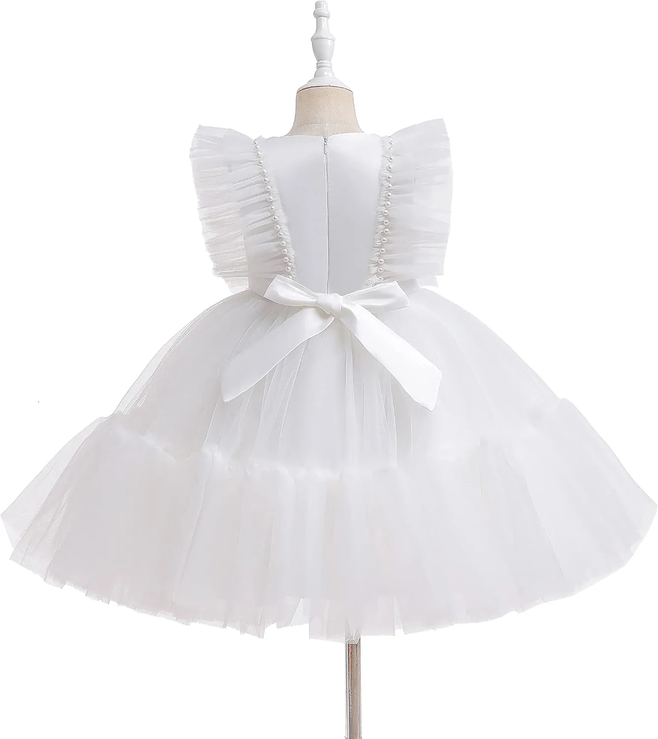 Weileenice Flower Girl Dress Ruffle Tulle Beads Toddler Wedding Pageant Ceremony Birthday Party Evening Tutu Dresses