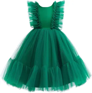 Weileenice Flower Girl Dress Ruffle Tulle Beads Toddler Wedding Pageant Ceremony Birthday Party Evening Tutu Dresses