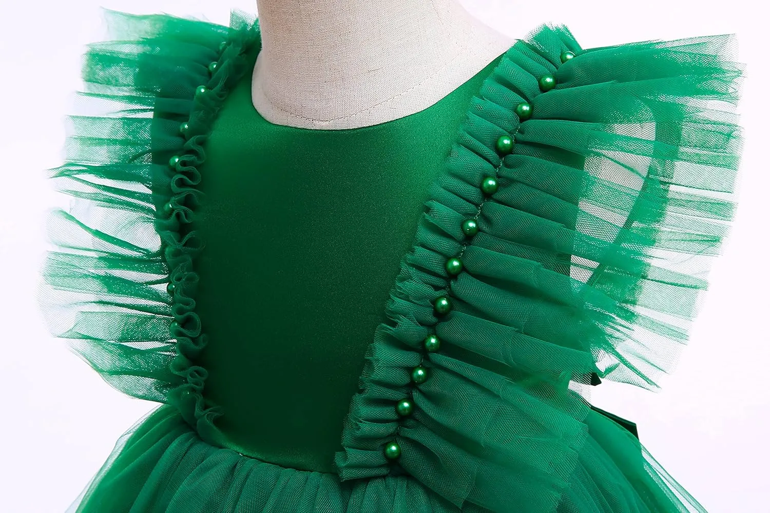 Weileenice Flower Girl Dress Ruffle Tulle Beads Toddler Wedding Pageant Ceremony Birthday Party Evening Tutu Dresses
