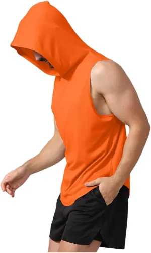 WENKOMG1 Mens Mesh Tank Tops Lightweight Breathable Quick Dry Hoodies Active Athletic Hooded Workout Tank Tops