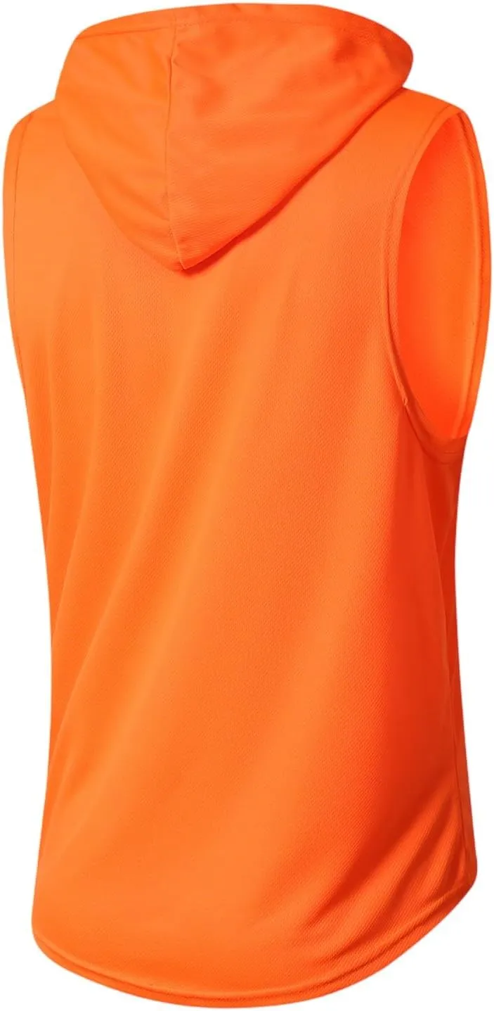 WENKOMG1 Mens Mesh Tank Tops Lightweight Breathable Quick Dry Hoodies Active Athletic Hooded Workout Tank Tops