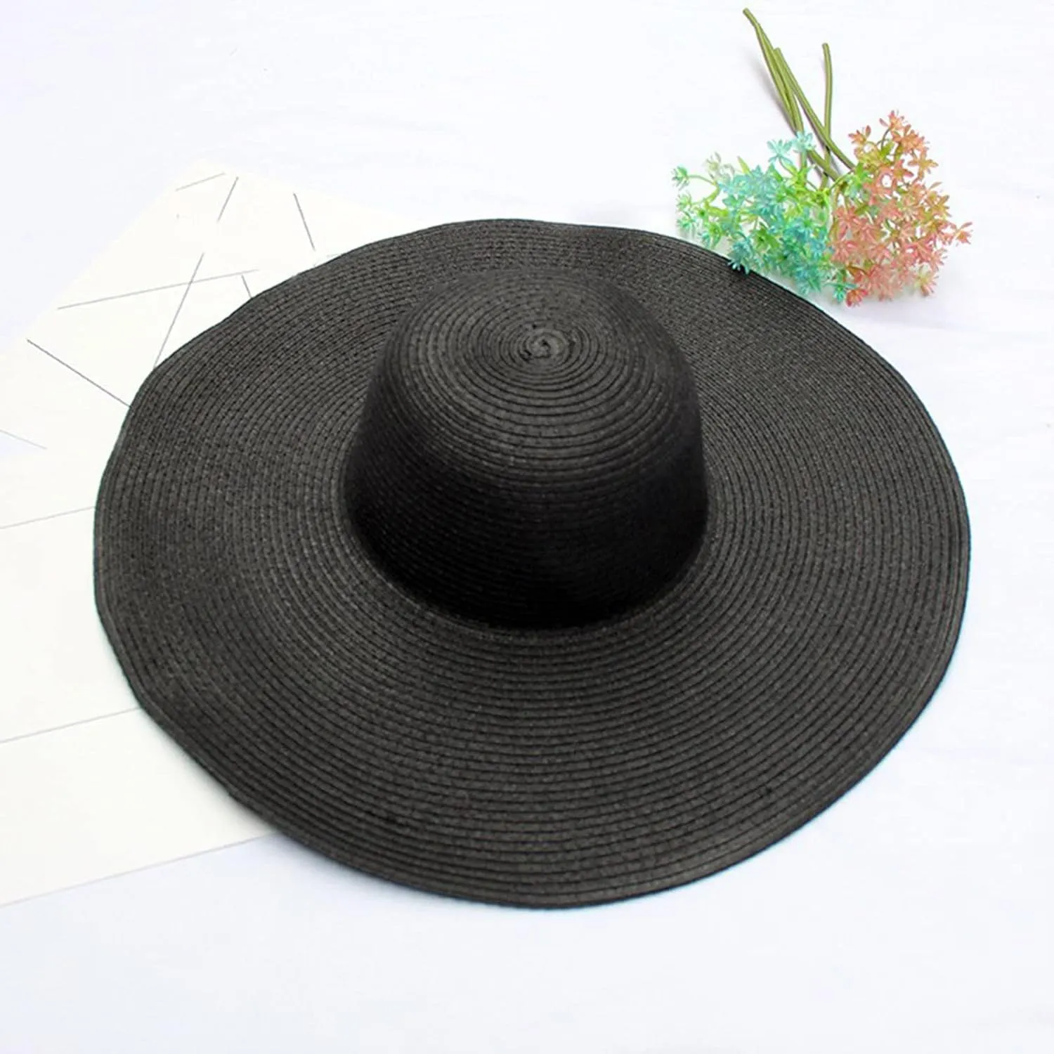 Wide Brim Sun Hats for Women Spring Summer Beach Straw Bucket Hat Outdoor Holiday Visor Hat