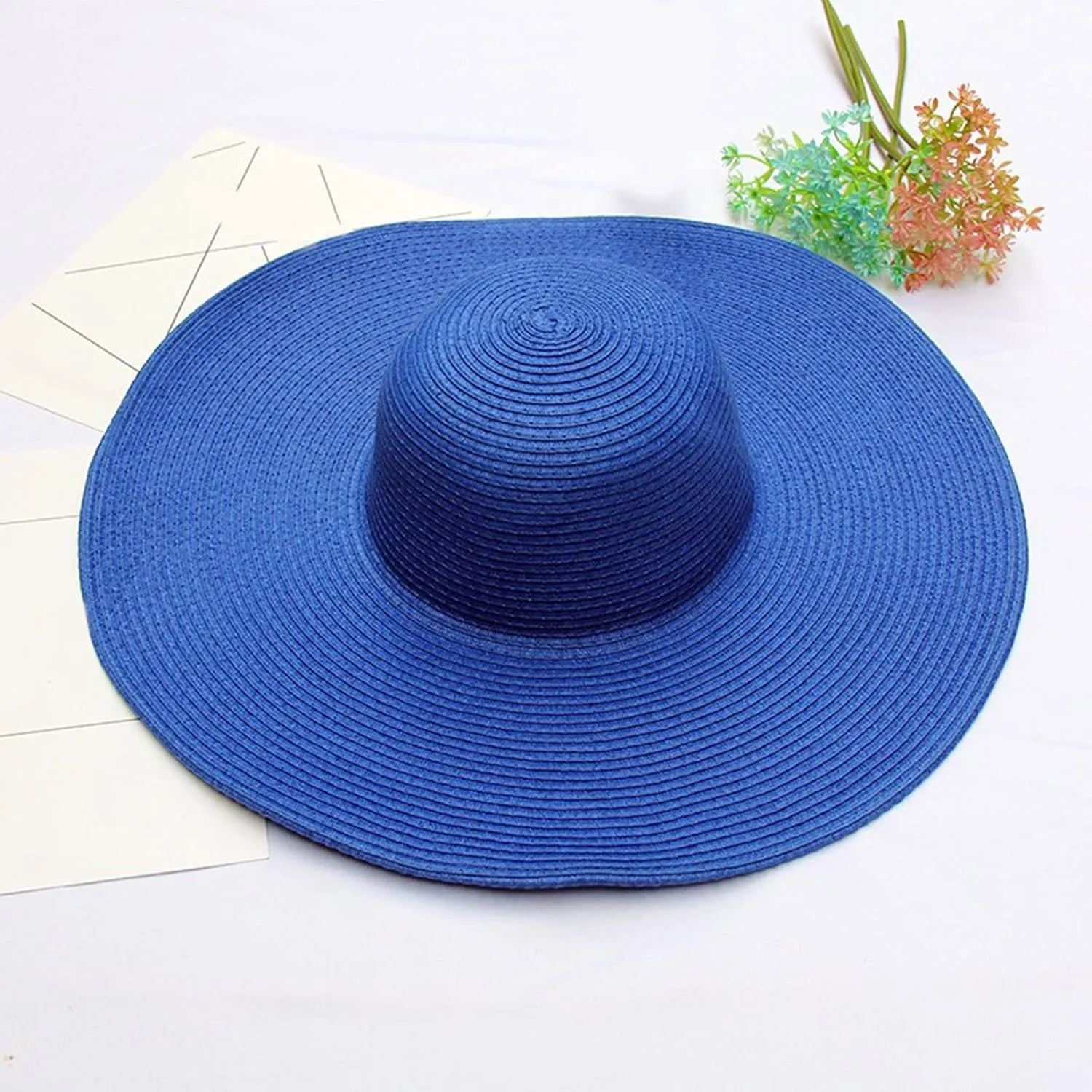 Wide Brim Sun Hats for Women Spring Summer Beach Straw Bucket Hat Outdoor Holiday Visor Hat