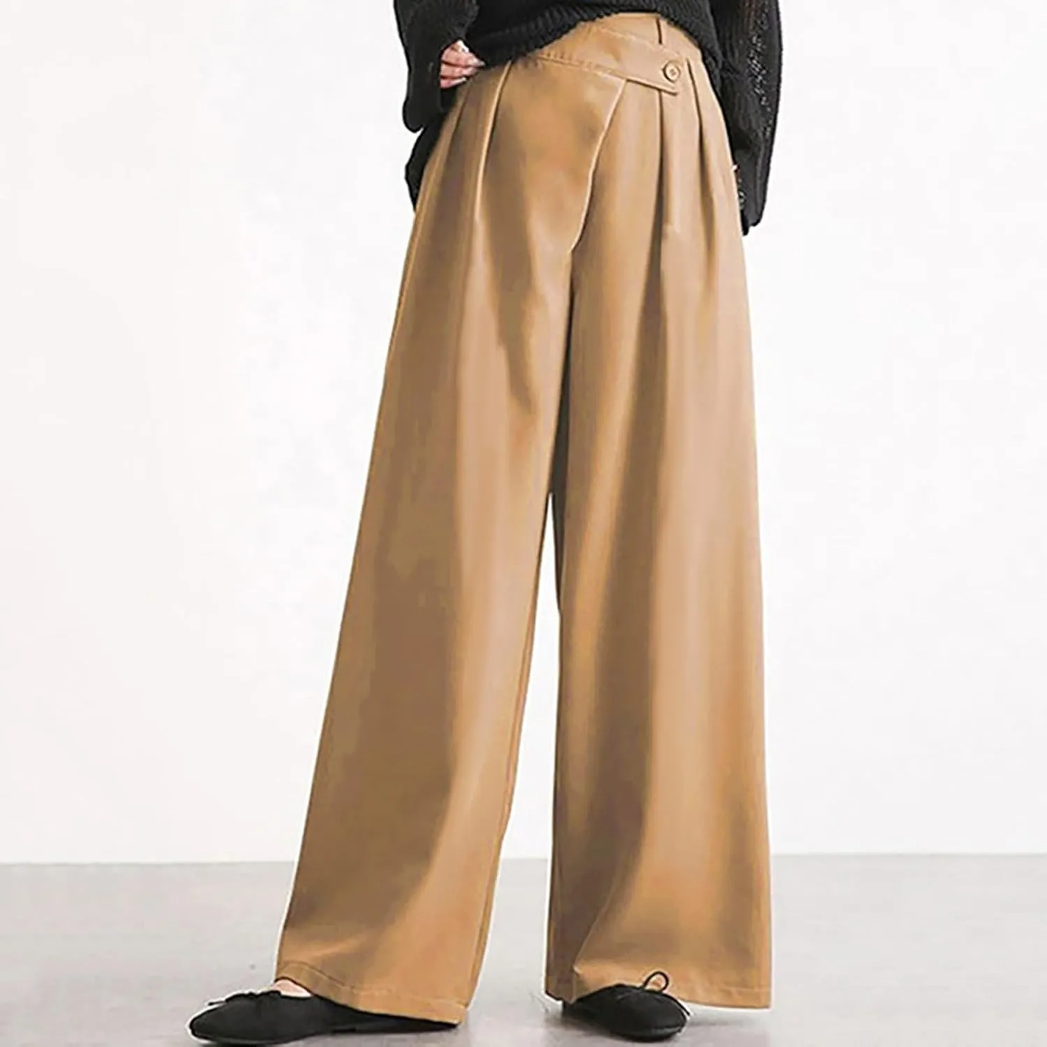 Wide Leg Athletic Fit Lounge Print Wide Leg Joggers Elastic High Waist Pants with Pockets Fleece Lined Joggers Baggy