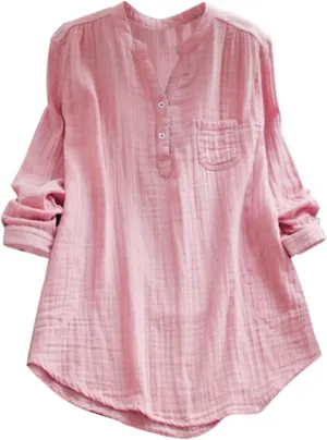 Women Bohemian Boho Linen Short Sleeve Tops Summer Beach Casual Oversized Tunic Tops V Neck Loose Tshirt