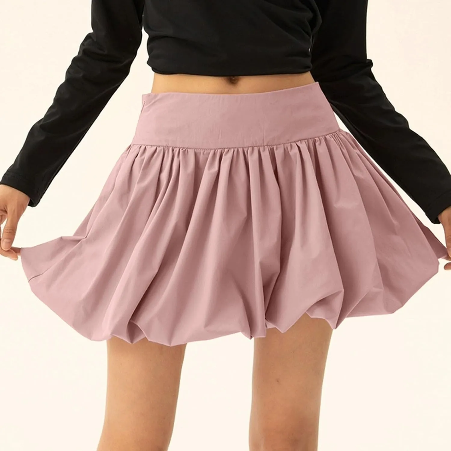Women Bubble Skirt High Waist Ruffle Hem A Line Pleated Mini Short Skirt Teen Girls Puffy Skirts Streetwear Sexy Y2K Clothing