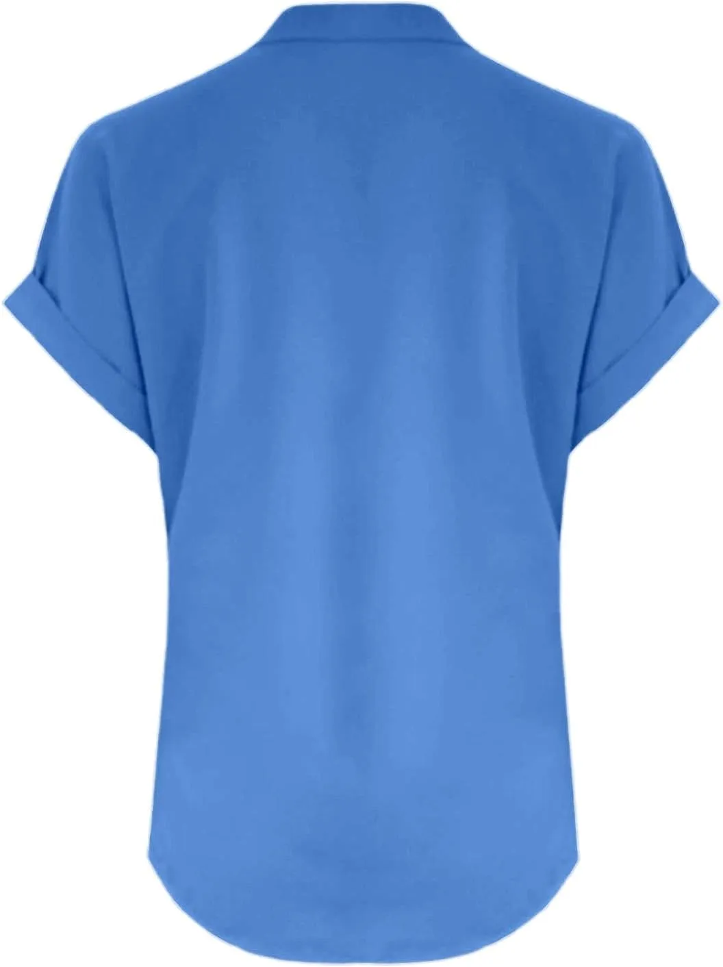 Women Linen Shirts V Neck Buttons Blouse Floral Boho Lightweight Tee Tops Short Sleeve Loose Tunic Top