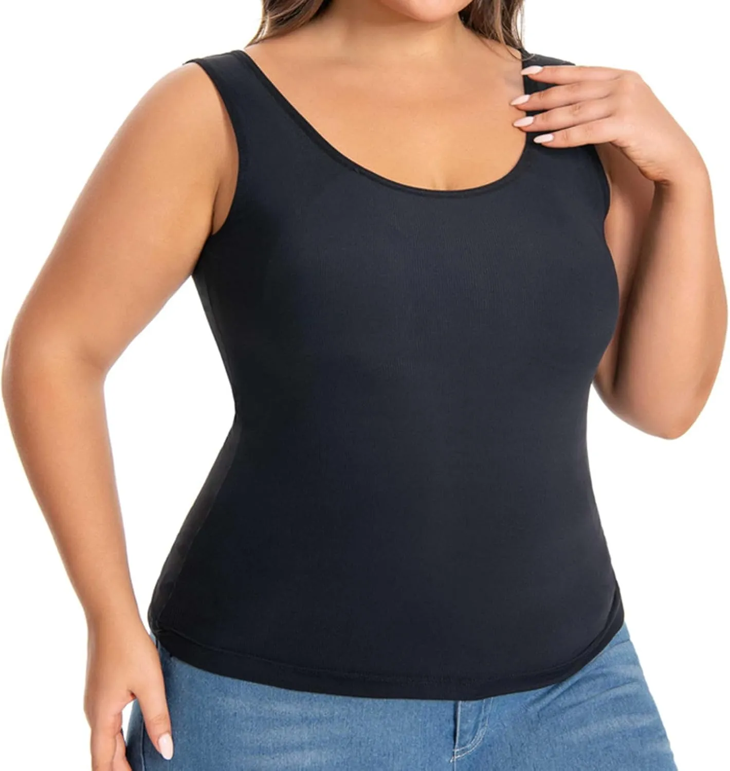 Women Oversized Ribbed Tank Tops Summer Built in Bra Crewneck Yoga Workout Crop Top Slim Fit Sexy Sleeveless Tees