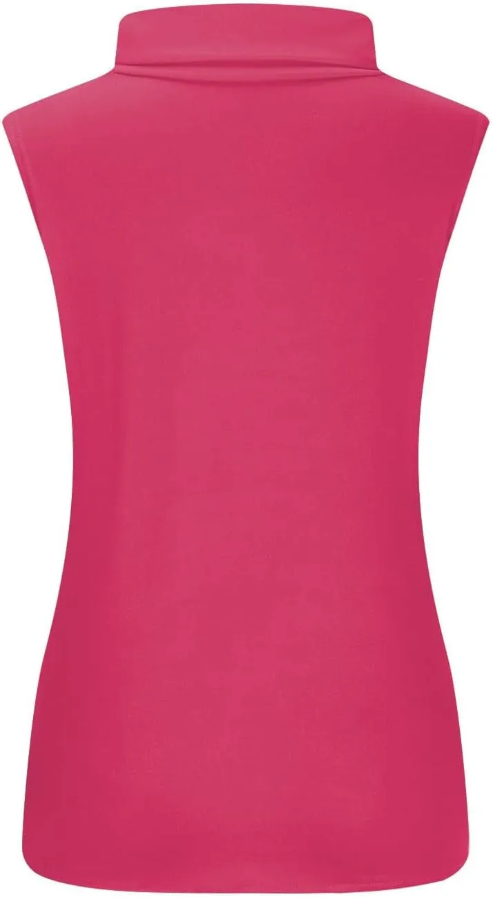 Women Sleeveless Mock Turtleneck Tank Tops Slim Fit Stretchy Base Layer Tee Shirts Solid Color Undershirts