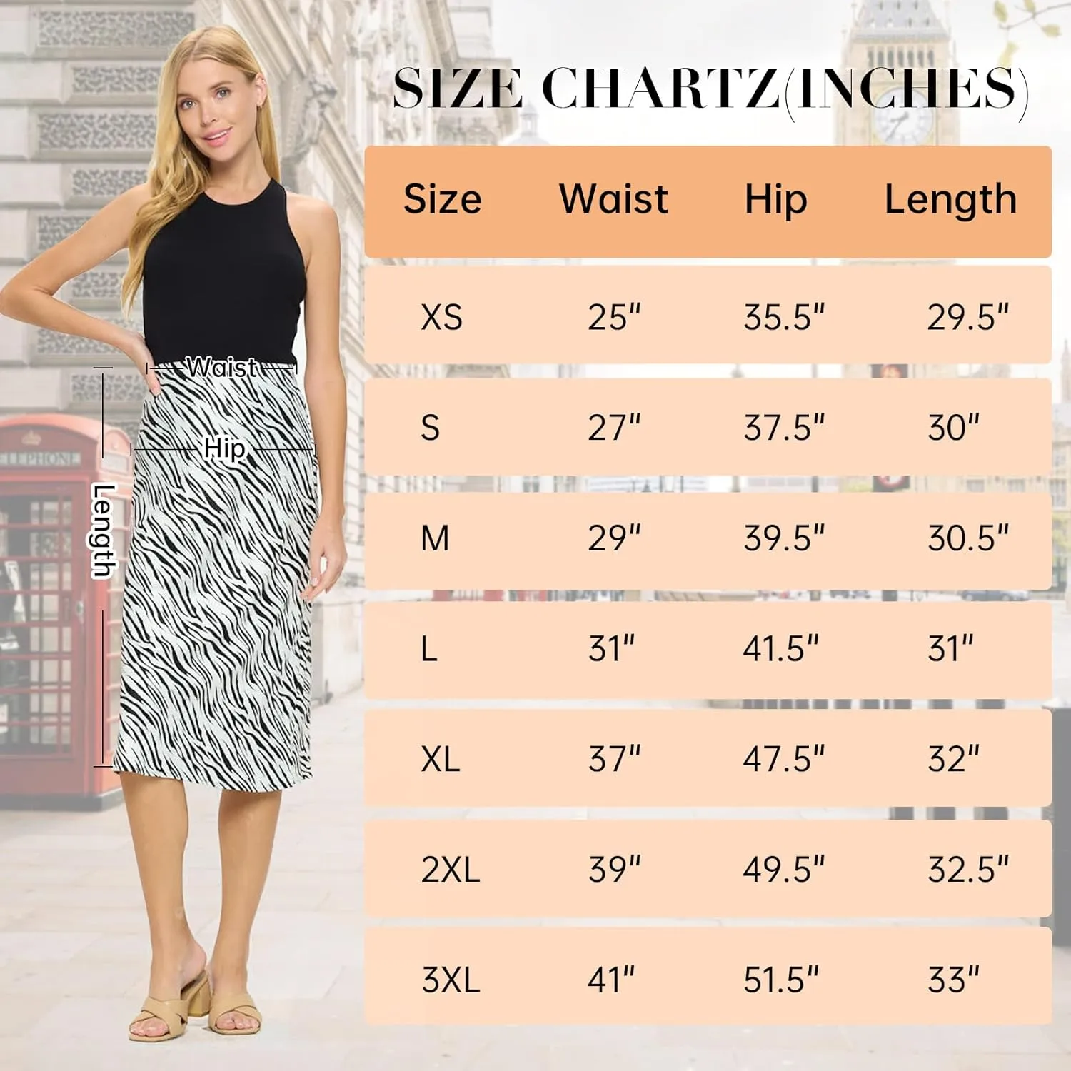 Women Solid High Waist Silky Casual Elastic Satin Midi Skirt -Made in USA (Available in Plus Size)