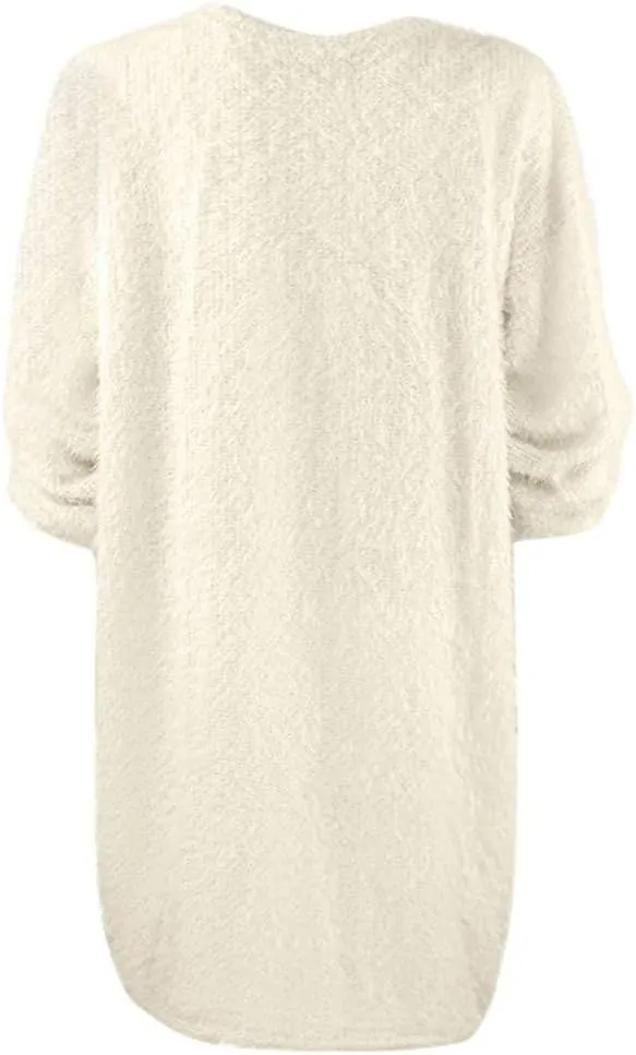 Women Sweater Dress Fuzzy Slouchy Oversized Long Sweaters Casual Loose Long Sleeve Crewneck Tunic Sweatshirt Dress