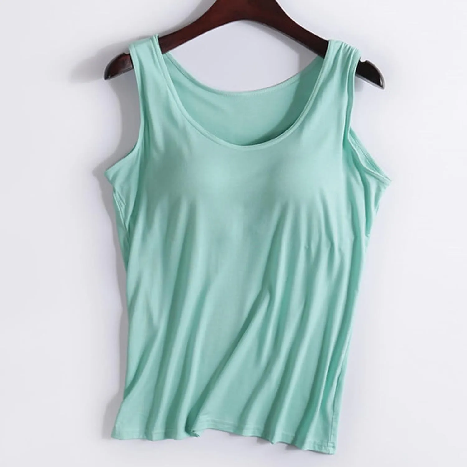 Women Tank Tops with Built in Bra Casual Modal Undershirt Summer Basic Padded Yoga Shirt Shelf Bras Workout Camisole