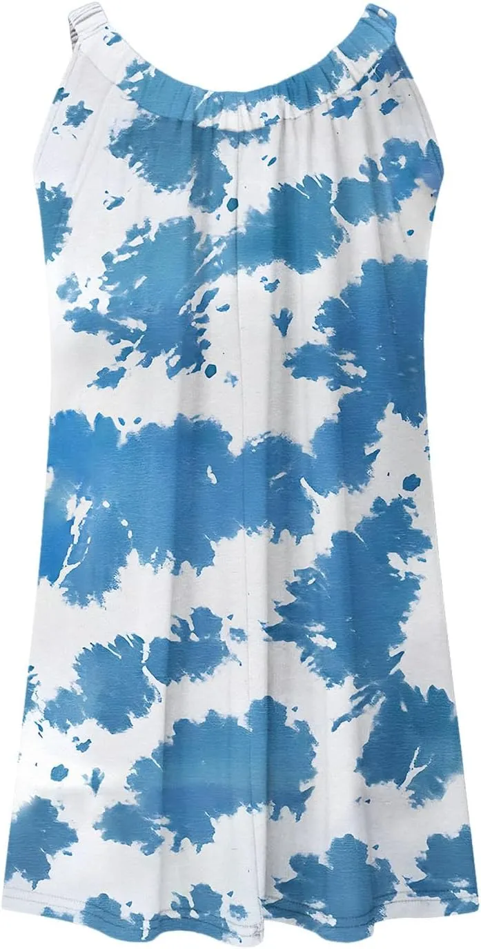 Womens Beach Dresses Loose Swimsuit Cover Ups Sleeveless Vacation Dresses Flowy Mini Dress Casual Dresses